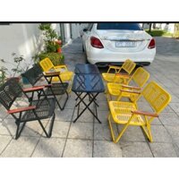 Ghế Xếp Picnic Khung Thép Tay Gỗ ( Combo 2 ghế + 1 bàn mặt CNC ) - Ship hỏa tốc