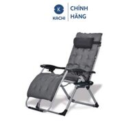 Ghế xếp thư giãn cao cấp kèm đệm Kachi MK232 - Ghế xếp thông minh văn phòng - Trọng tải 300kg - Xám đậm