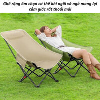 Ghế Xếp Thư Giãn Gấp Gọn Ngả 3 nấc Dã Ngoại Picnic, Thiết Kế Tựa Lưng, Vải dù Oxford hàng loại 1 tải trọng 150Kg