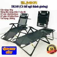 Ghế xếp thư giãn SUMIKA 168, có thể ngã giường nằm, vải lưới thoáng mát, tải trọng 300kg, bảo hành 12 tháng