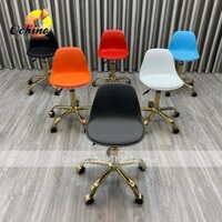 Ghế Xoay 360 Độ Chân Bánh Xe Vàng Nhện Mẫu Nhựa Da Cao Cấp (Ảnh Thật Và Video)