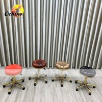 Ghế Xoay 360 Độ Chân Bánh Xe Vàng Sao Mẫu Tròn Hoa Đơn Giản (Ảnh Thật Và Video)