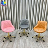 Ghế Xoay Chân Vàng Ngồi Chờ, Ngồi Quầy Lễ Tân Văn Phòng Mẫu Tựa Thoi Bọc Da Tiểu Thư Nâng Hạ 40-55cm