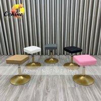 Ghế Xoay Học Sinh Chân Vàng Nhạt Xoay Mẫu Múi Vuông Dày Dặn Điều Chỉnh 40-55cm (Có Sẵn)