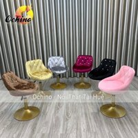 Ghế Xoay Học Sinh Chân Vàng Nhạt Xoay Mẫu Nỉ Nhung Có Tựa Lưng Điều Chỉnh 40-54cm (Có Sẵn)
