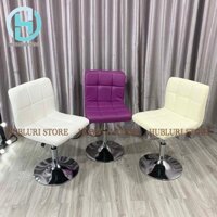 Ghế Xoay Inox Trang Điểm Mẫu Không Vịn Có Tựa Lưng Chân Bạc Thấp 30-50cm