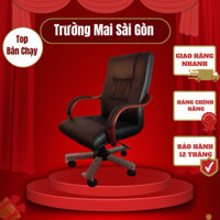 ghế xoay làm việc học tập giá rẻ da PU tay gỗ sơn bóng model hot nhất năm Trường Mai Sài Gòn