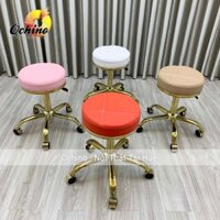 Ghế Xoay Spa Mẫu Tròn T Chân Bánh Xe Vàng Nhện (Hàng Có Sẵn)