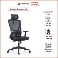 Ghế xoay văn phòng A965 thương hiệu Chairking - Lưng lưới, tay nhựa, đệm mousse bọc vải, chân nhựa