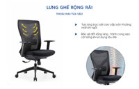 Ghế xoay văn phòng GOVI Ryan R02 - Lưng lưới, tựa tay chắn chắn, đệm ngồi êm ái - Đen