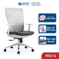Ghế xoay văn phòng GOVI Ryan R02 - Lưng lưới, tựa tay chắn chắn, đệm ngồi êm ái - Ghi