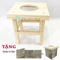 Ghế xông vùng kín sau sinh từ gỗ thông tự nhiên cao cấp, tặng quây cách nhiệt- Ghế xông phụ khoa (ghế xông hơi)