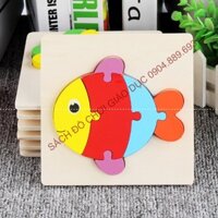 Ghép hình ít chi tiết khớp gỗ 3D đơn giản loại dày đẹp cho trẻ tập ghép - Hình con cá
