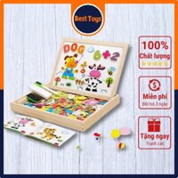 Ghép Hình Nam Châm, Đồ Chơi Giáo Dục Bộ Tranh Ghép Nam Châm 2 Mặt Bằng Gỗ Cho Bé Sáng Tạo