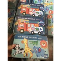 ghép hình puzzles 6 trong 1 cho bé +12 tháng tuổi