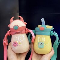 Ghg [Vòi phun núm vú Công dụng kép] Cốc nước cách nhiệt trẻ em bằng thép không gỉ 304 có ống hút Bình sữa cho bé sử dụng kép