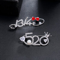 Ghgl❤️Ngày Lễ Tình Nhân 520 Pha Lê Zircon Cao Cấp Thổ Cẩm Nam Nữ Cặp Đôi Đơn Giản Sáng Tạo Quần Áo Pin Trâm Phụ Kiện