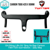 Ghi Đông Liền Pô Tăng Xe Đạp Carbon TWITTER 420x90mm - Siêu Nhẹ và Thẩm Mỹ Cao
