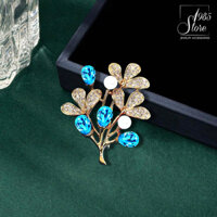 Ghim cài áo hình chiếc lá đính đá thời trang phong cách Hàn