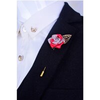 Ghim cài áo - Phụ kiện cài áo vest Lapel pin, ghim hoa đỏ - tặng kèm hộp Full box - Tiennguyen - Đỏ trắng kim tuyến