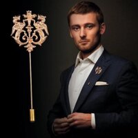 Ghim cài áo Phụ kiện chú rể - ghim cài vest cưới Sư tử anh lịch lãm - Vàng