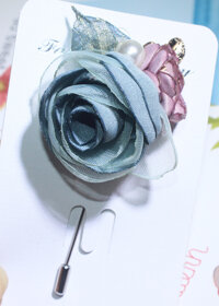 Ghim cài áo thời trang hoa lụa sang trọng GC102 - Xanh