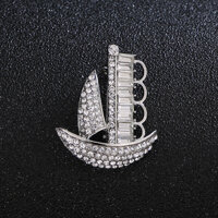 Ghim Cài Áo Vest Nam Hình Con Thuyền Đính Đá QT1325 - Bạc