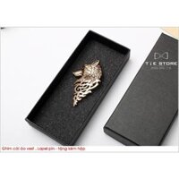 Ghim cài áo vest - phụ kiện cài áo ghim hình sói 2 màu - Full box - Vàng