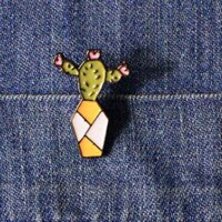 Ghim cúc trang trí áo, quần, mũ, ba lô hình chậu cây các loại GC199 - 199.9 Xương rồng lá dẹt hoa hồng