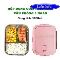 [GHN] Hộp Cơm Thủy Tinh 1000ml Văn Phòng 3 Ngăn-HỘP CƠM VĂN PHÒNG