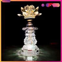 (GIÁ 1 CÁI) ĐÈN THỜ SEN PHA LÊ ĐÈN THỜ NGUYÊN KHỐI CAO CẤP, ĐÈN TRANG TRÍ TỦ THỜ (PL32-T)