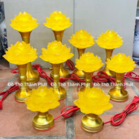 (Giá 1 cặp) Đèn thờ hoa sen lưu ly 1 bông nở, cặp đèn thờ lưu ly hoa sen