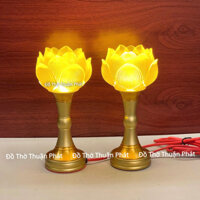 (Giá 1 cặp) Đèn thờ hoa sen lưu ly 1 bông, cặp đèn thờ led lưu ly bền đẹp