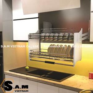 Giá bát đĩa di động inox 304 mờ Huge H-BD138D