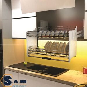 Giá bát đĩa di động inox 304 mờ Huge H-BD138D