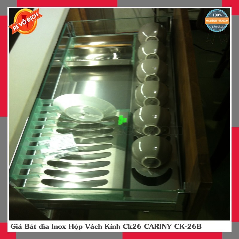 Giá bát đĩa inox hộp vách kính Cariny CK-26B/600