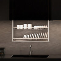 Giá bát đĩa nâng hạ điện cảm ứng khung nhôm rổ Inox 304 700mm Garis GL06.7XT