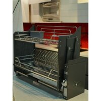Gía bát đĩa nâng hạ, giá bát thông minh FULCO nan oval inox 304 có ống đựng đũa - Inox Kitchen