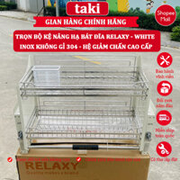 Giá Bát Nâng Hạ, Kệ Chén Nâng Hạ RELAXY - WHITE- Mẫu Mới 2024 - INOX KHÔNG GỈ 304 - Bảo Hành Vĩnh Viễn - Có Thợ Lắp