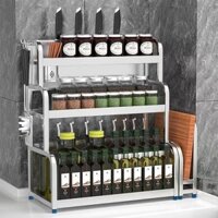 Giá bếp Sàn thép không gỉ Giá đựng đồ đa chức năng Đồ dùng nhỏ / Giỏ đựng gia vị tủ inox 304