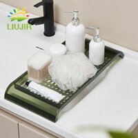 Giá bồn rửa chén nhà bếp LIUJIR Kệ lọc bát đĩa nhựa để lưu trữ và thoát nước