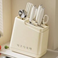 Giá cài dao đa năng để bàn tích hợp ống đựng đũa muỗng Uforu đính thỏ kèm nơ