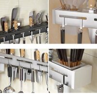 Giá Cài Dao, Giá Treo Đồ Nhà Bếp Inox Gắn Tường, Có Móc Cài Dao Muỗng Không Gỉ Đa Năng PAPAA.HOME