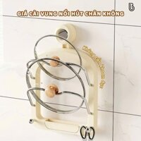 Giá Cài Vung Nồi Hút Chân Không 2 Ngăn Tiện Lợi 183 - Giá Cài Vung Nồi Treo Tường Không Cần Khoan Đục