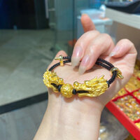 Giá đặc biệt cho vòng tay đầu rồng lớn, đôi rồng chơi với ngọc trai, thời trang 2025, trang sức mạ vàng có thể sưu tầm, đa năng] Vòng tay đầu rồng ~ Hàng mới về, vòng tay hạt may mắn cho 2153 người [Vòng tay có hạt