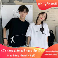 Giá đặc biệt trang phục cặp đôi mùa hè Hàn Quốc mới, áo ngắn tay vừa vặn cho nam và nữ, đồng phục học sinh, áo phông đa năng.