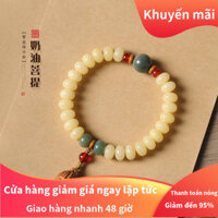 Giá đặc biệt, vòng tay Bodhi màu kem vàng kiểu Trung Quốc mới cho nam và nữ, hạt Phật giáo, hạt bàn tính Wenwan Bodhi, vỏ sen Wenwan