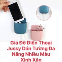 Giá Dán Tường Để Điện Thoại Nhiều Màu Xinh Xắn Kèm Lỗ Cắm Sạc, Kệ Đựng Đồ Dán Tường Đa Năng Đựng Remote Điều Khiển - GIÁ TRÒN -XANH