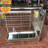Giá dao thớt inox lắp tủ bếp lắp ray bi 3 tầng nặng cân cao cấp