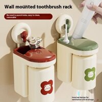 Giá để bàn chải đánh răng dạng đĩa hút, giá để cốc nước súc miệng không đục lỗ, giá treo tường, bàn chải đánh răng phòng tắm gia đình